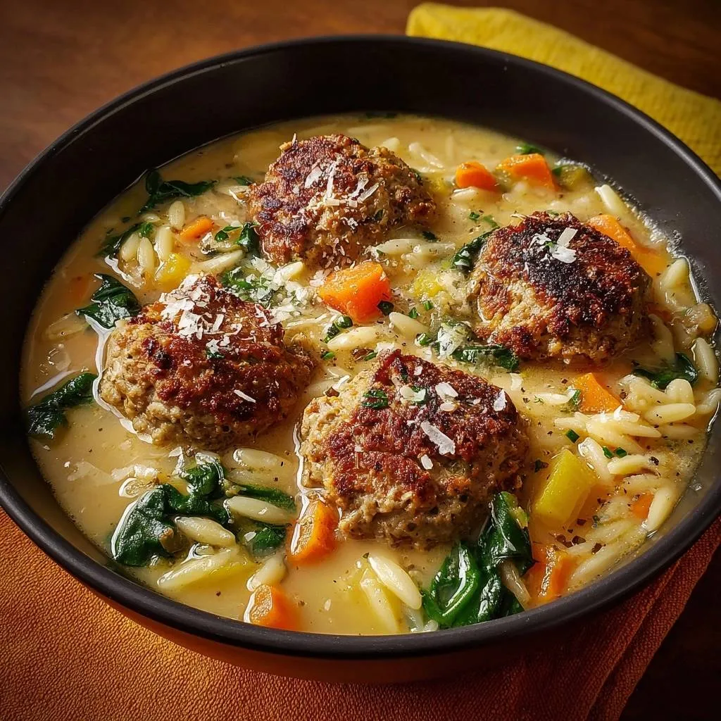 Creamy Meatball Orzo Soup with Perfect Al Dente Texture - recipe image