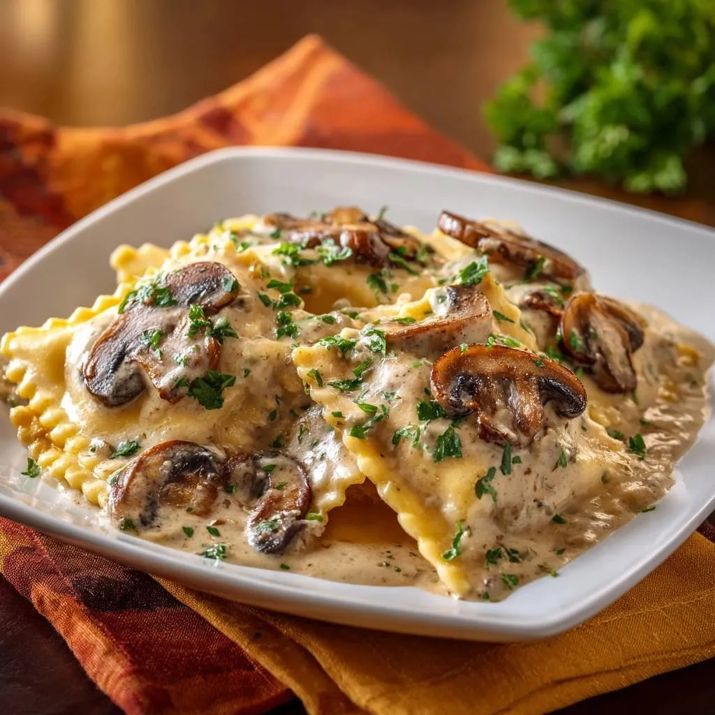 Creamy Mushroom Ravioli with Never-Watery Sauce - recipe image