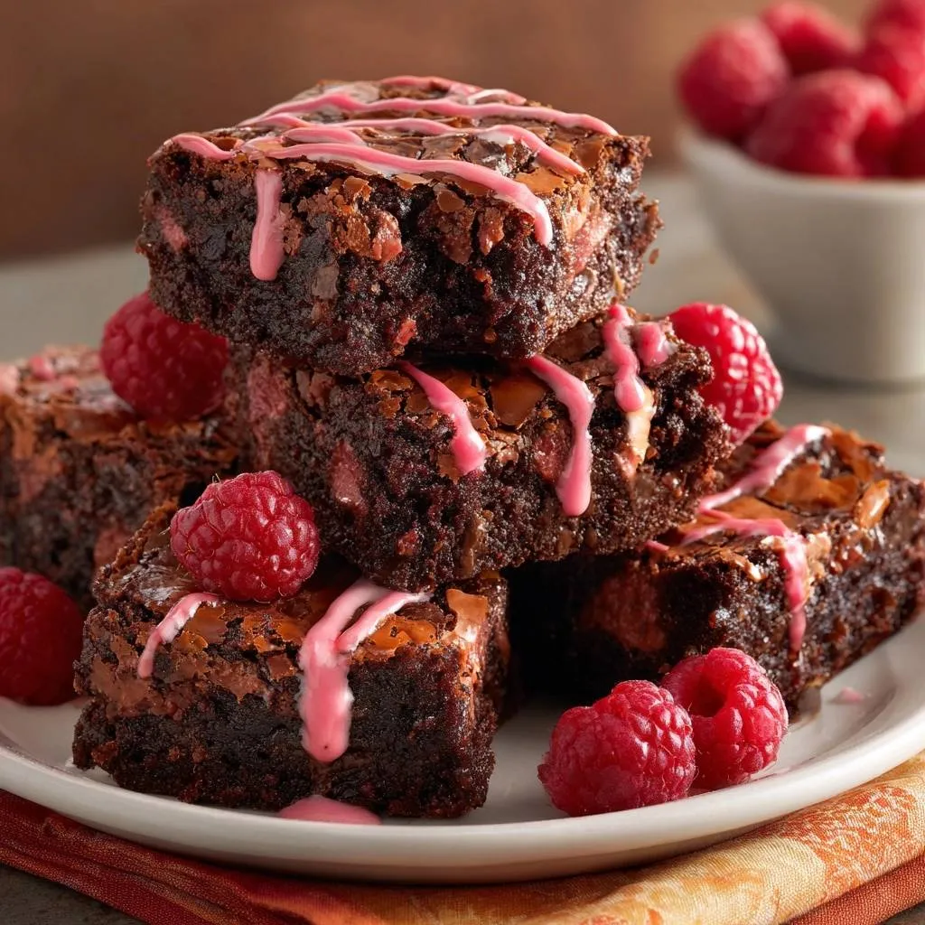 Fudgy Raspberry Chocolate Brownies - recipe image