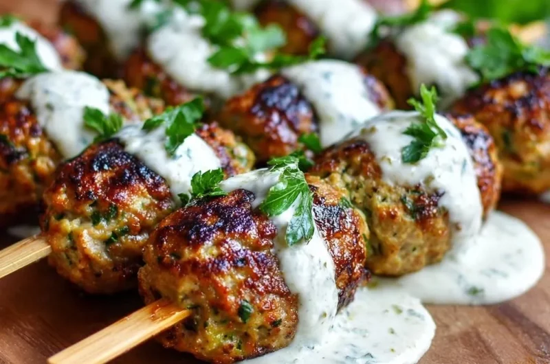 Herbed Chicken Meatball Skewers