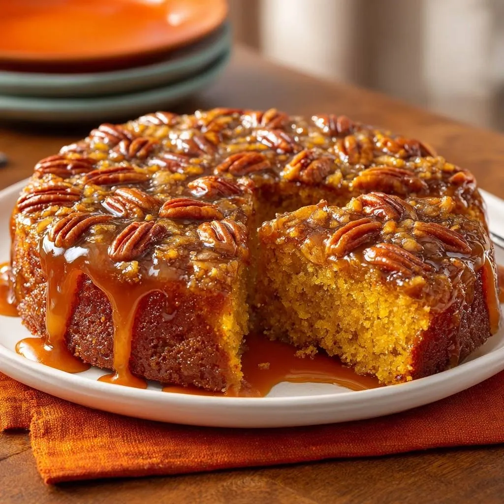 Pumpkin Pecan Upside-Down Cake with Foolproof Release - recipe image