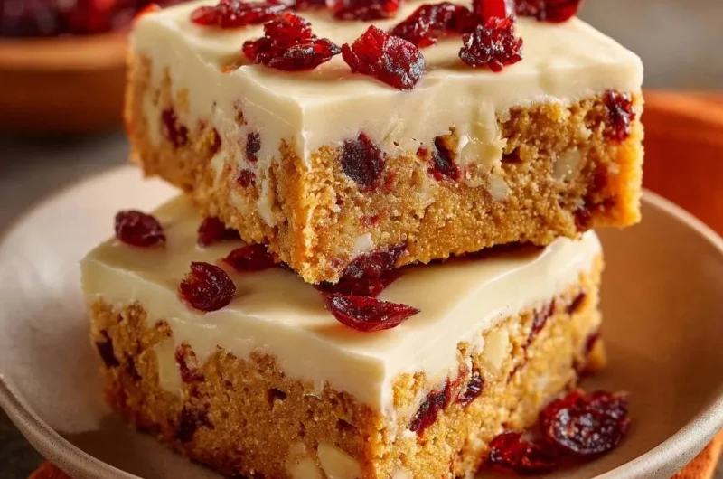 Pumpkin White Chocolate Cranberry Blondies