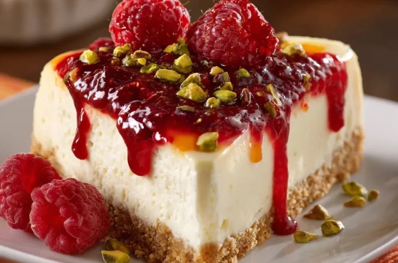 Raspberry Pistachio Cheesecake