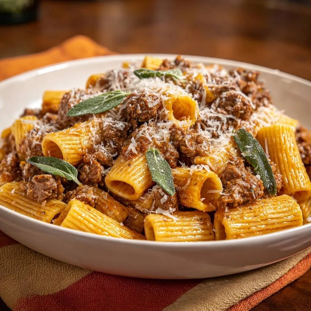 Rigatoni with Beef Ragu and Sage - recipe image