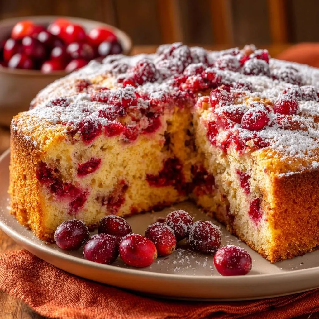 Rustic Cranberry Cake with No-Sink Berries - recipe image