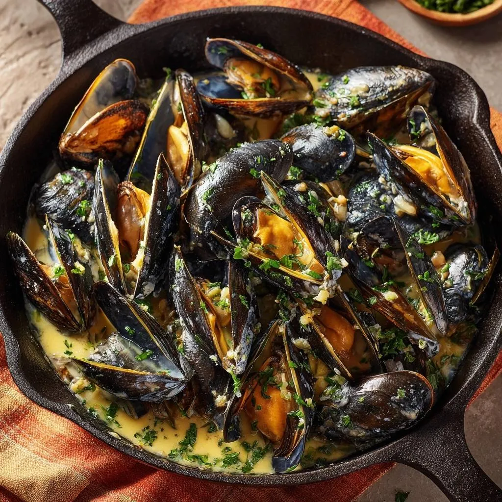 Saffron Garlic Mussels: Grit-Free Perfection - recipe image