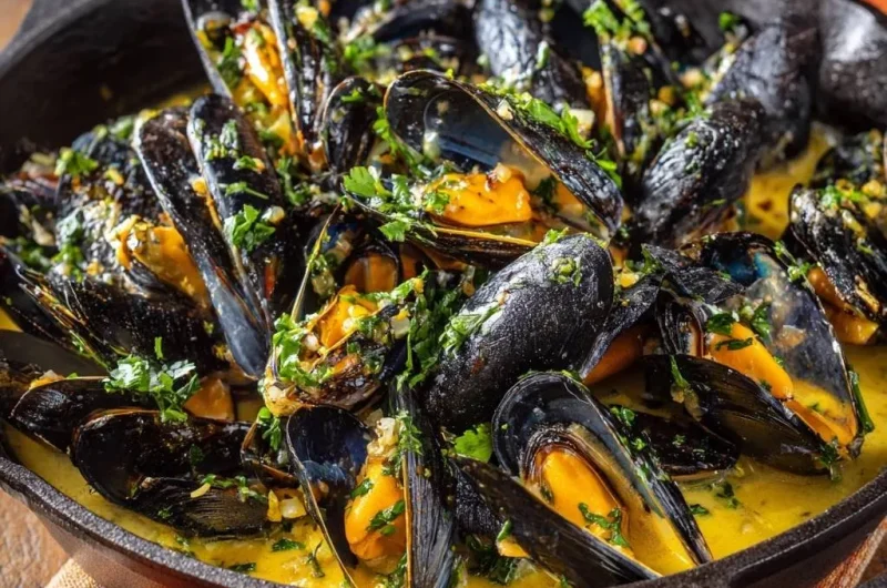 Saffron Garlic Mussels