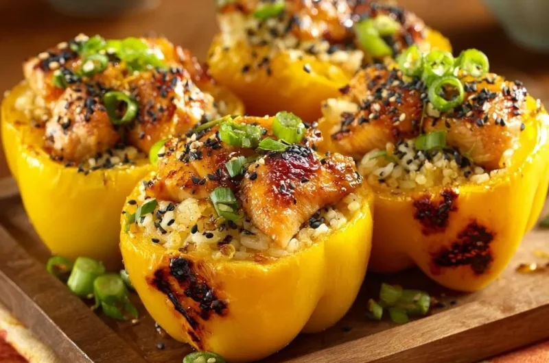 Sesame Glazed Salmon Stuffed Peppers