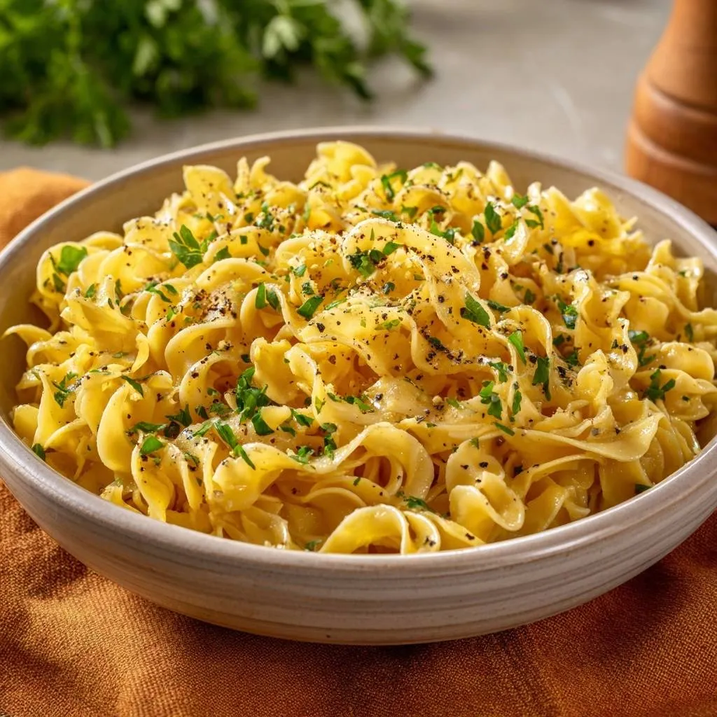 Silky Parmesan Pepper Egg Noodles Recipe - recipe image