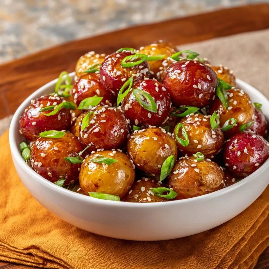 Soy Honey Glazed Baby Potatoes Recipe - recipe image