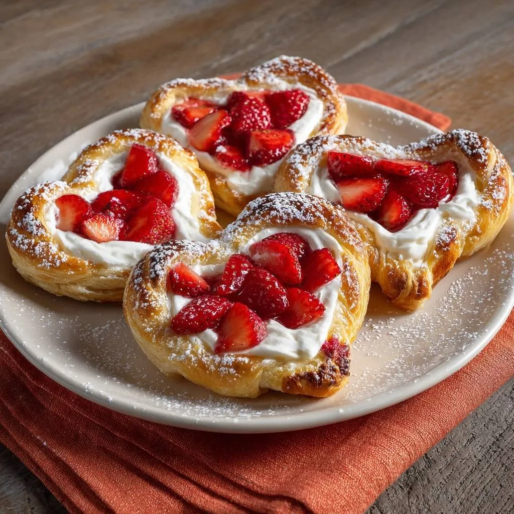 Strawberry Cream Cheese Heart Danishes Recipe - recipe image