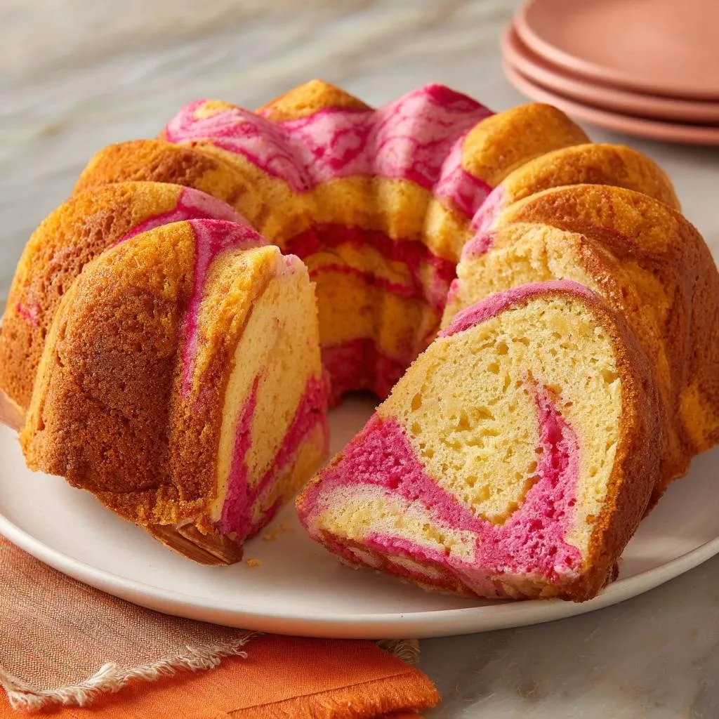 Stunning Pink Swirl Bundt Cake - recipe image