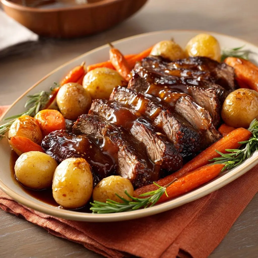 Tender Pot Roast with Carrots and Potatoes - recipe image