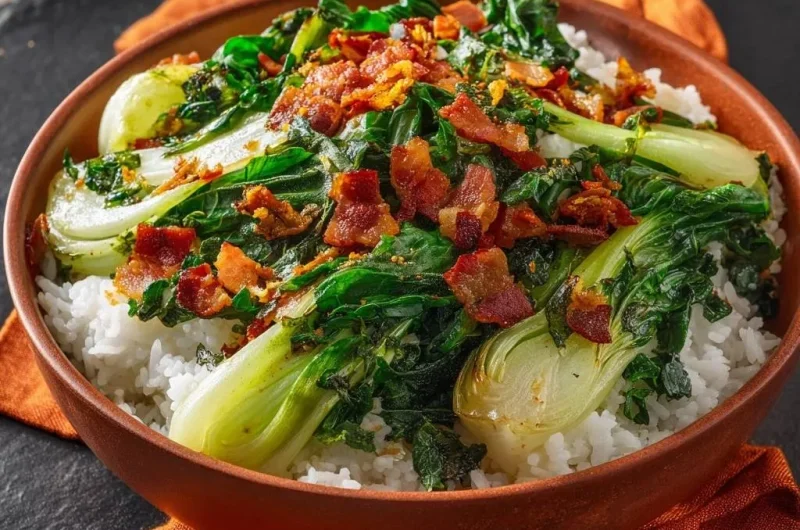 Bacon Bok Choy Rice Bowl