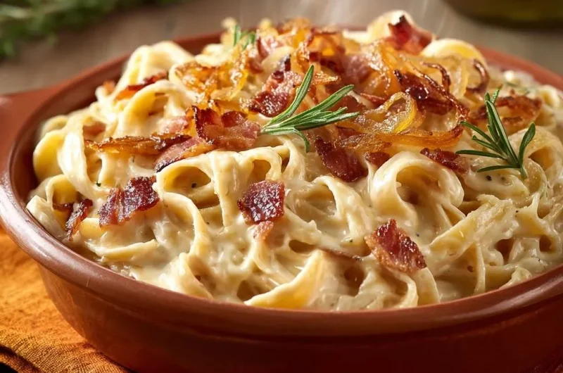 Bacon Caramelized Onion Fettuccine