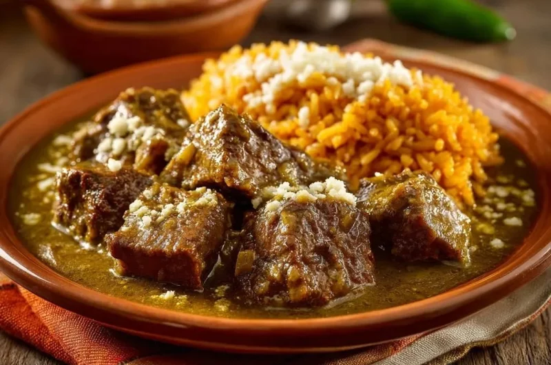 Beef Chile Verde with Mexican Rice