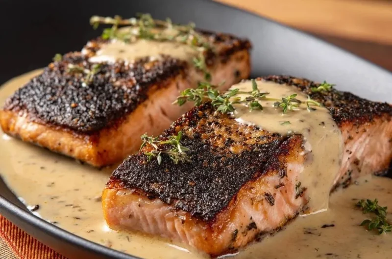 Blackened Salmon with Creamy Thyme Sauce