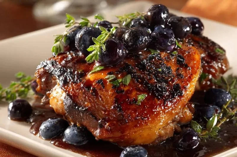 Blueberry Thyme Glazed Chicken Thighs