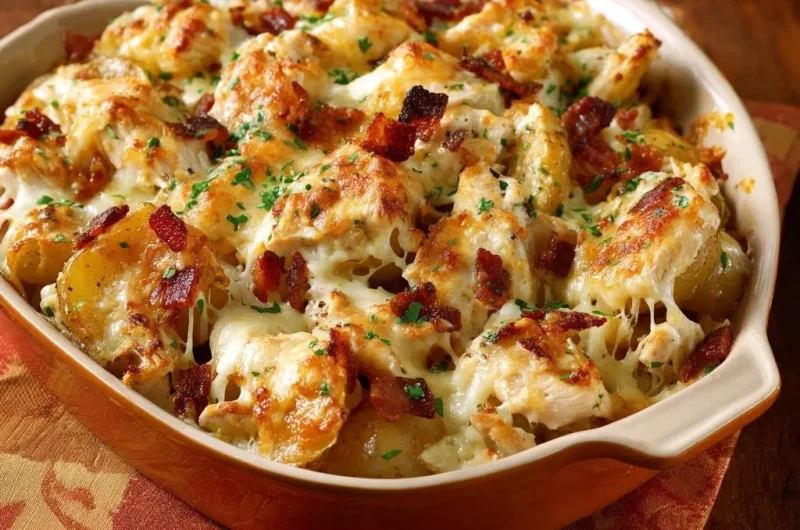 Cheesy Chicken Bacon Potato Cauliflower Casserole
