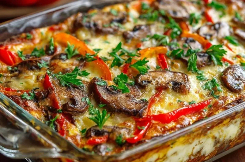 Cheesy Mushroom Pepper Frittata