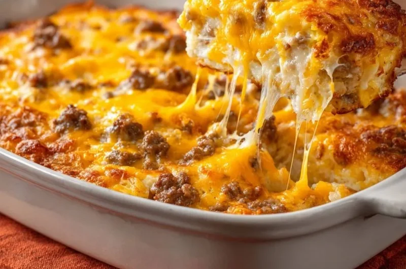Cheesy Sausage Biscuit Casserole