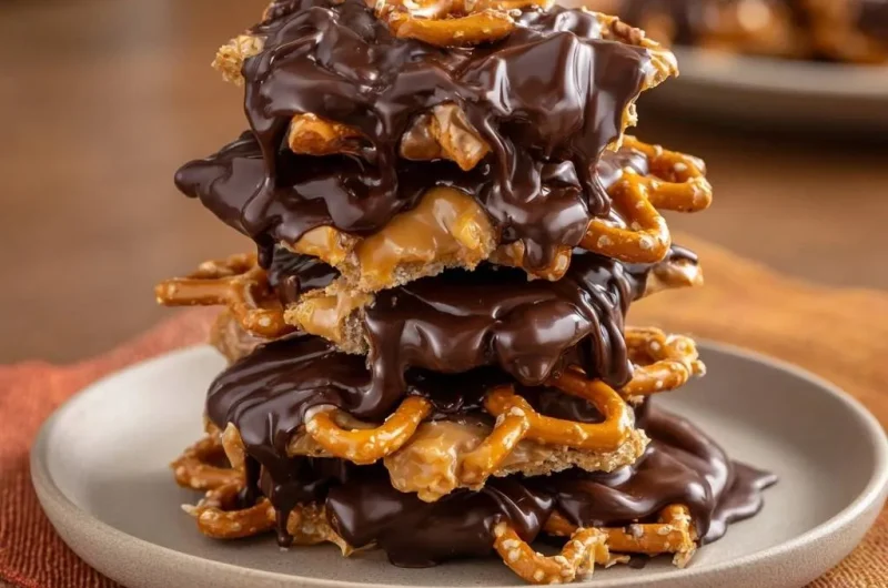 Chocolate Caramel Pretzel Clusters