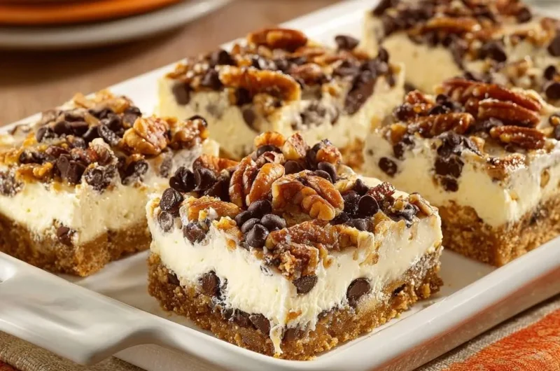 Chocolate Chip Pecan Cheesecake Bars