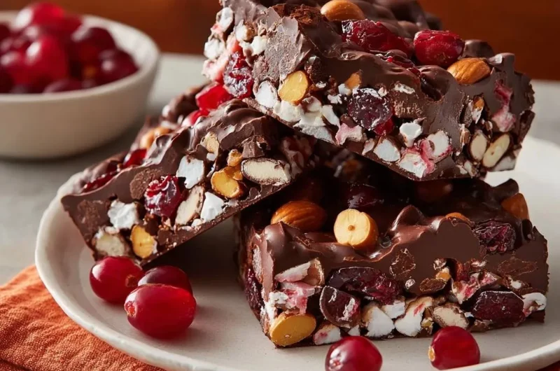 Chunky Cranberry Nut Chocolate Bark