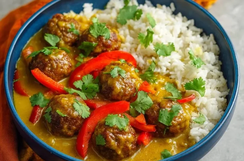 Coconut Curry Meatballs with Peppers