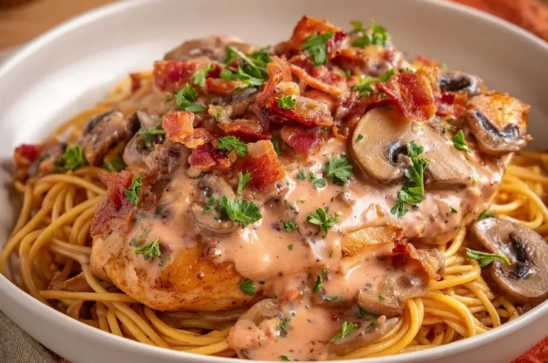 Creamy Bacon Mushroom Chicken Pasta