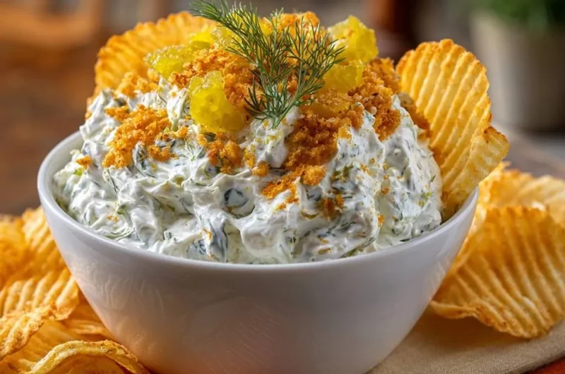 Creamy Dill Dip with Crispy Shallots
