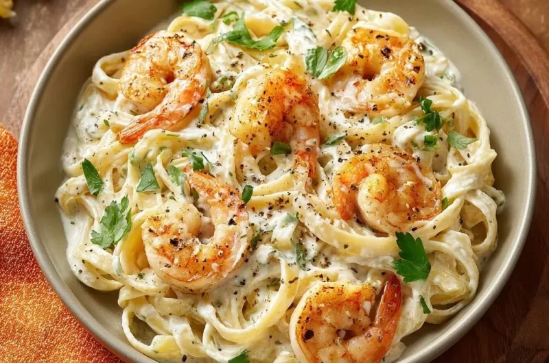 Creamy Garlic Shrimp Fettuccine