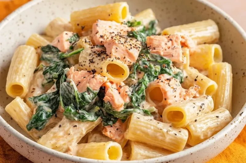 Creamy Salmon Spinach Rigatoni