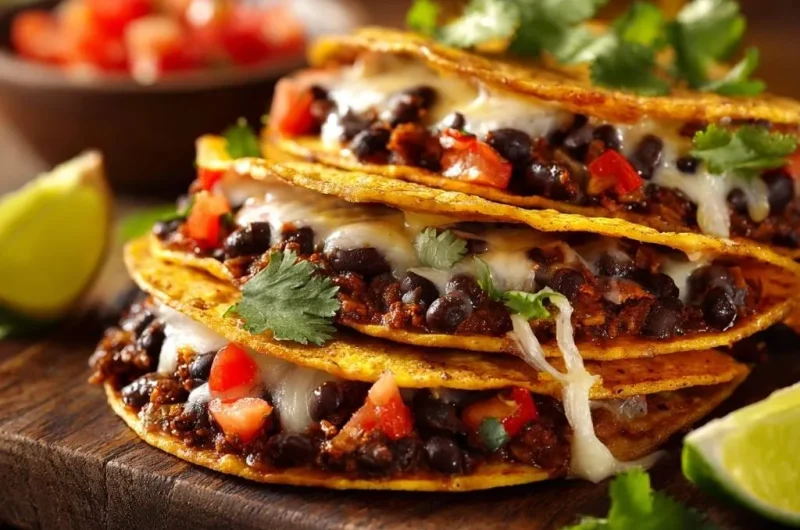 Crispy Beef & Black Bean Quesadillas