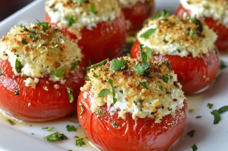 Crispy Feta Stuffed Tomatoes