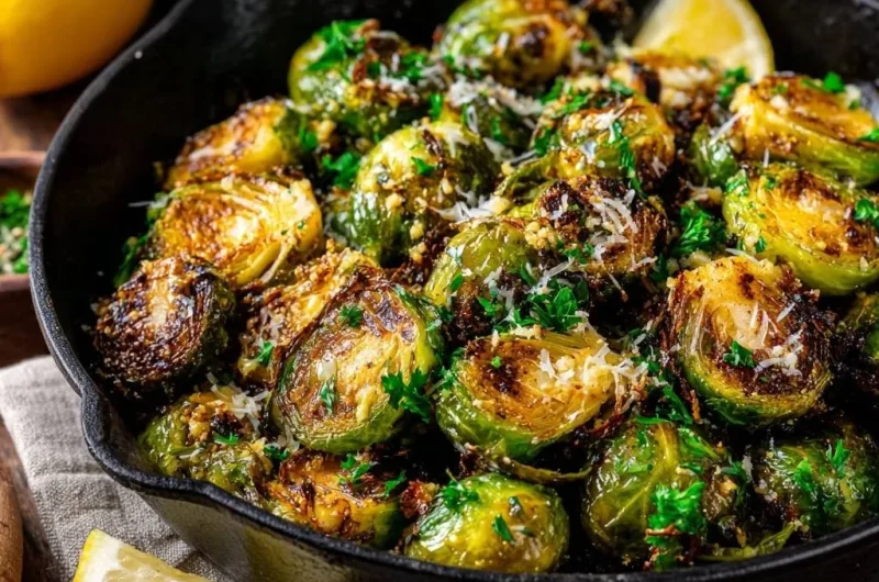 Crispy Garlic Parmesan Brussels Sprouts