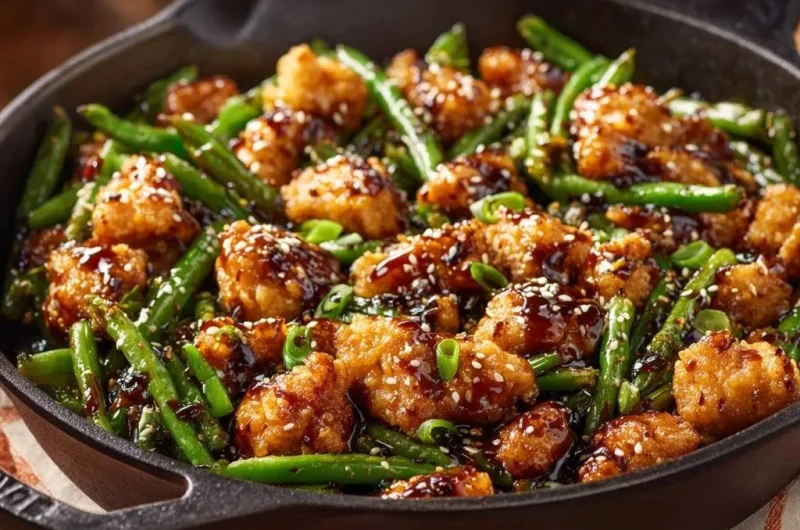 Crispy Sesame Chicken with Green Beans