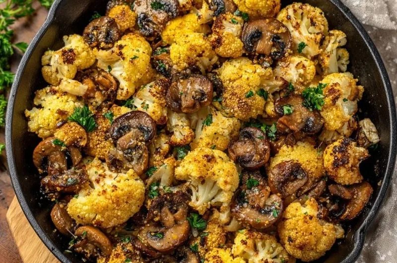 Crispy Skillet Cauliflower and Mushrooms