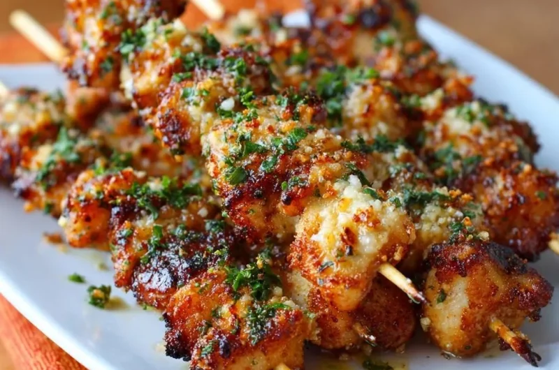 Garlic Parmesan Chicken Skewers