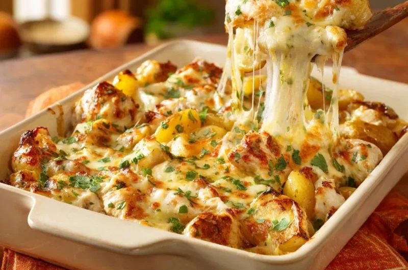Gooey Cheesy Roasted Potatoes