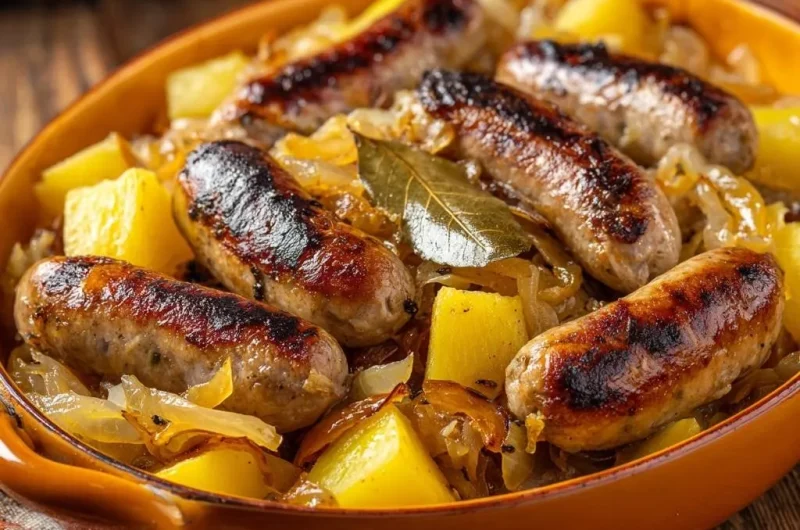 Juicy Sausage Potato Onion Bake