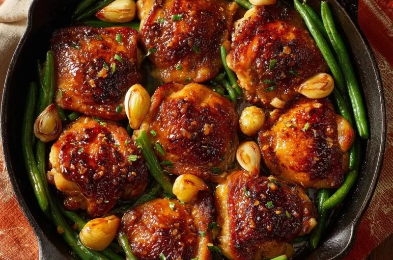 One-Pan Honey Garlic Chicken Thighs with Green Beans