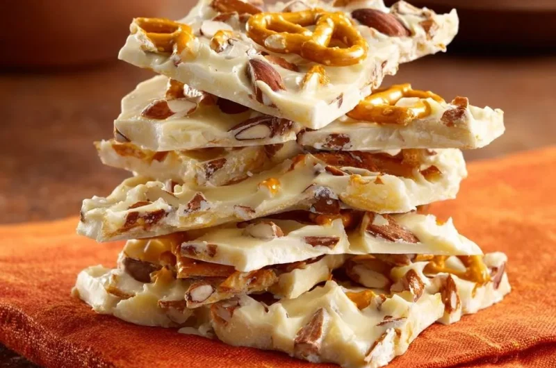 Pretzel Almond White Chocolate Bark