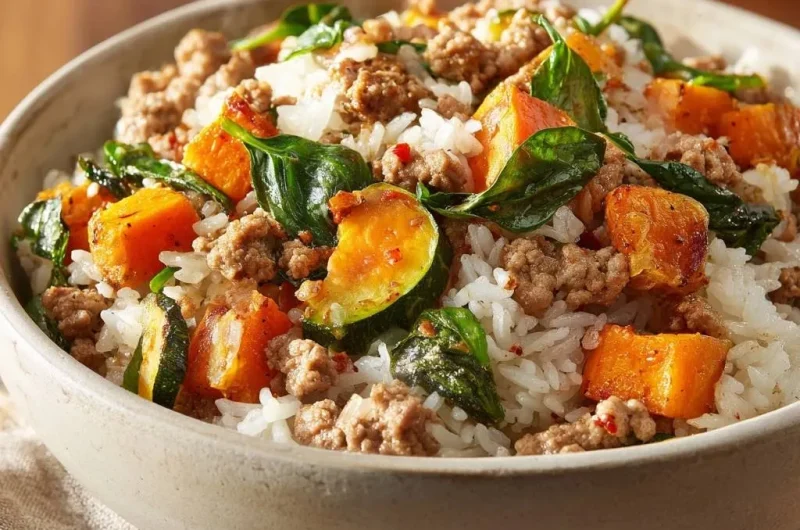 Sweet Potato Ground Turkey Rice Bowl