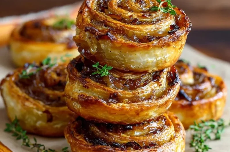 Caramelized Onion Puff Pastry Spirals