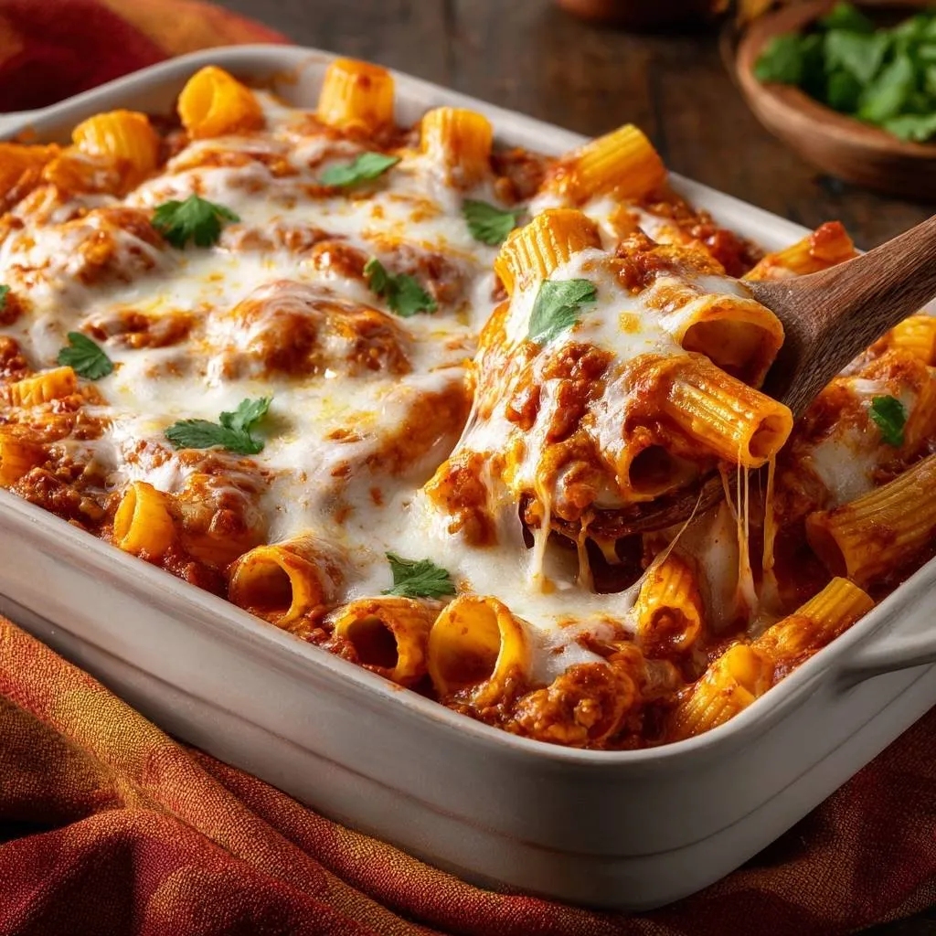 Cheesy Rigatoni Bake: Moist, Saucy Perfection - recipe image