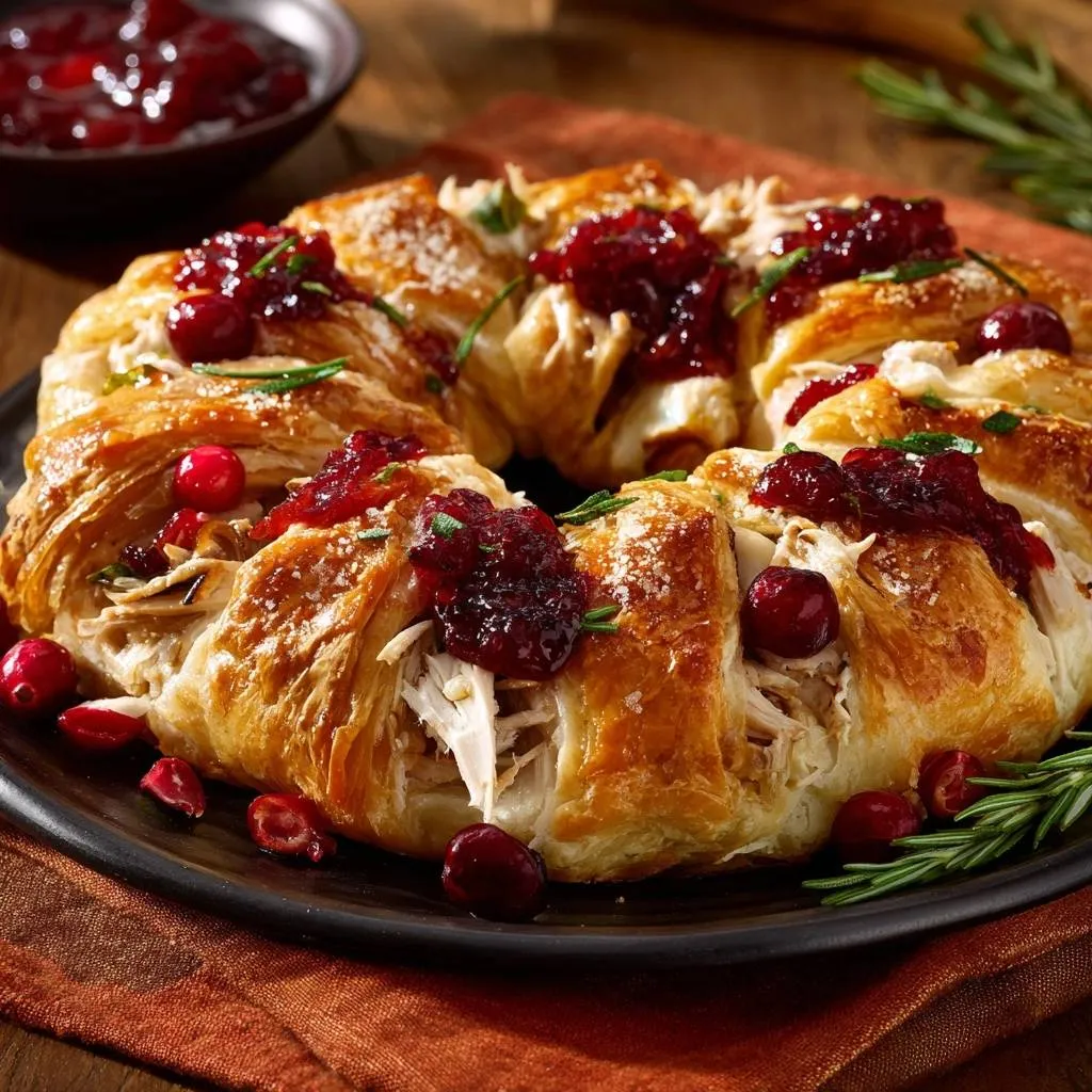 Chicken Cranberry Brie Wreath Recipe - recipe image