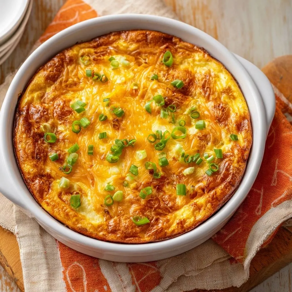 Creamy celery casserole with crispy breadcrumbs, shown in a white dish and garnished with chopped green onions.