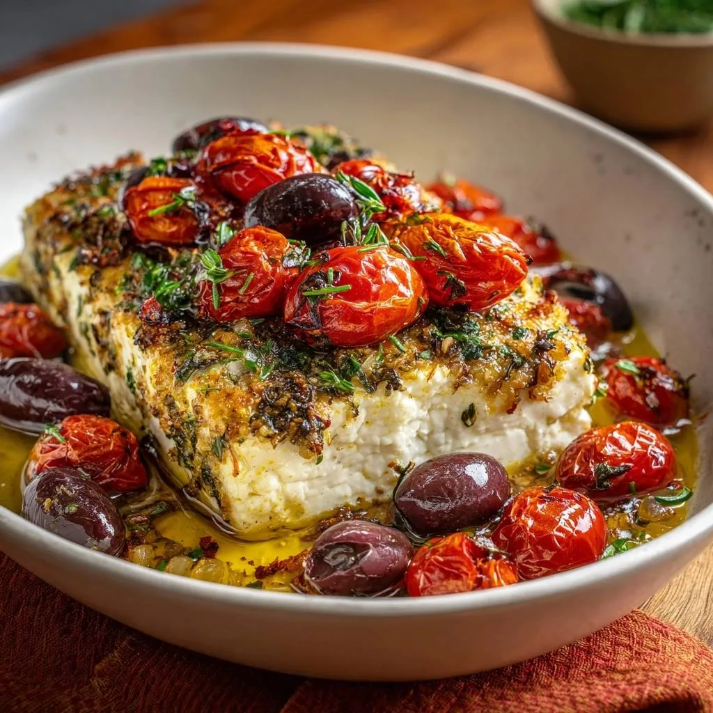 Herb-Crusted Cod with Roasted Tomatoes and Olives - recipe image