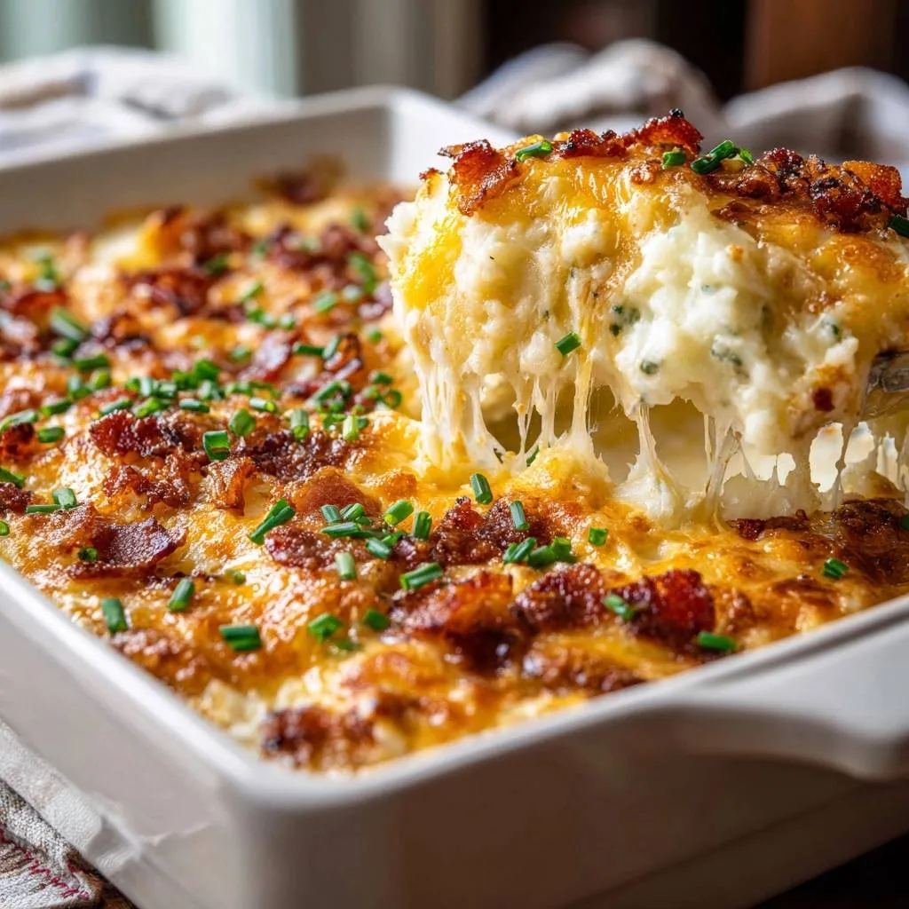 Loaded Cheesy Potato Casserole with Smooth Roux Sauce - recipe image